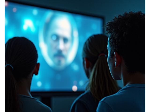 Personnages de fiction regardant un écran de télévision