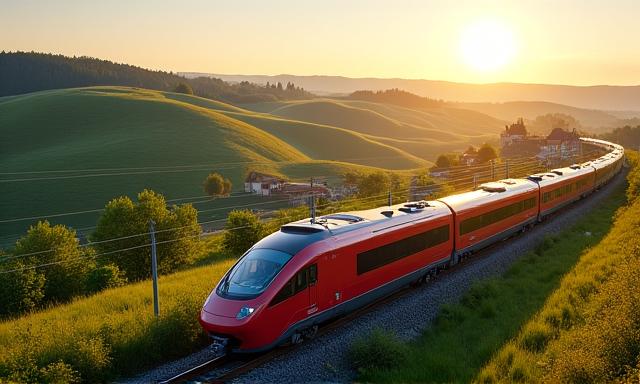 Train régional moderne traversant un paysage rural français, symbolisant les actualités régionales.