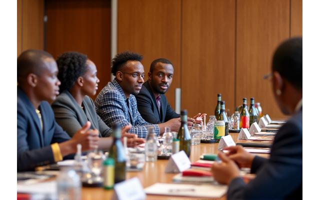 Délégation de dirigeants africains lors d'un sommet diplomatique.