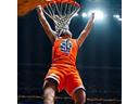 Joueur de basketball effectuant un dunk aérien